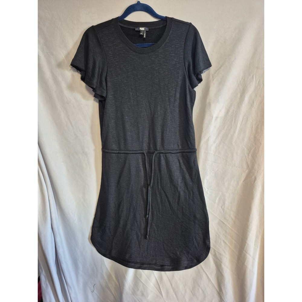 Paige Women's Black Drawstring Waist Short Sleeve Casual Dress